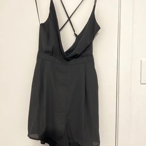 Sexy backless black romper